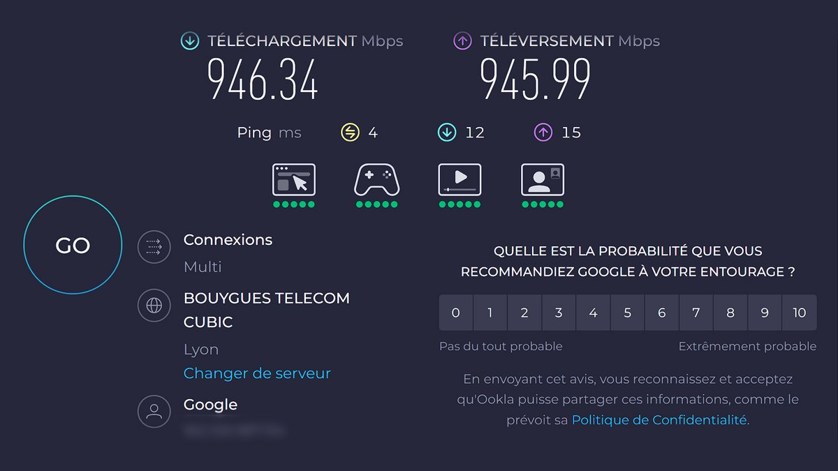 Speedtest pour vérifier que le problème ne vient pas du VPN - © Speedtest