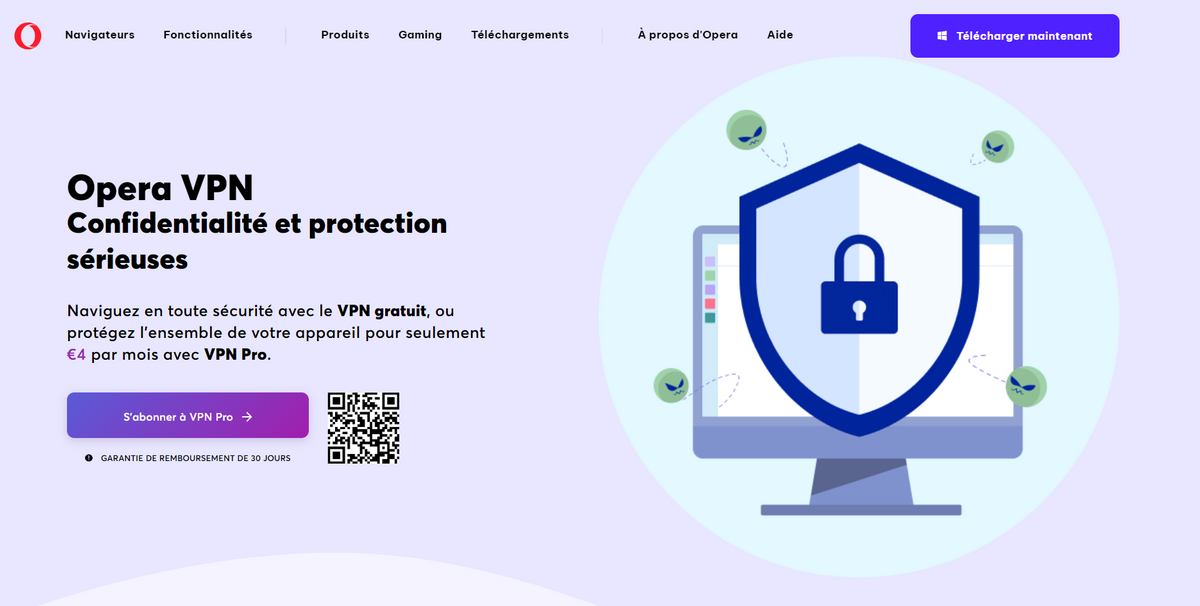 Page de présentation du service Opera VPN © Opera Software