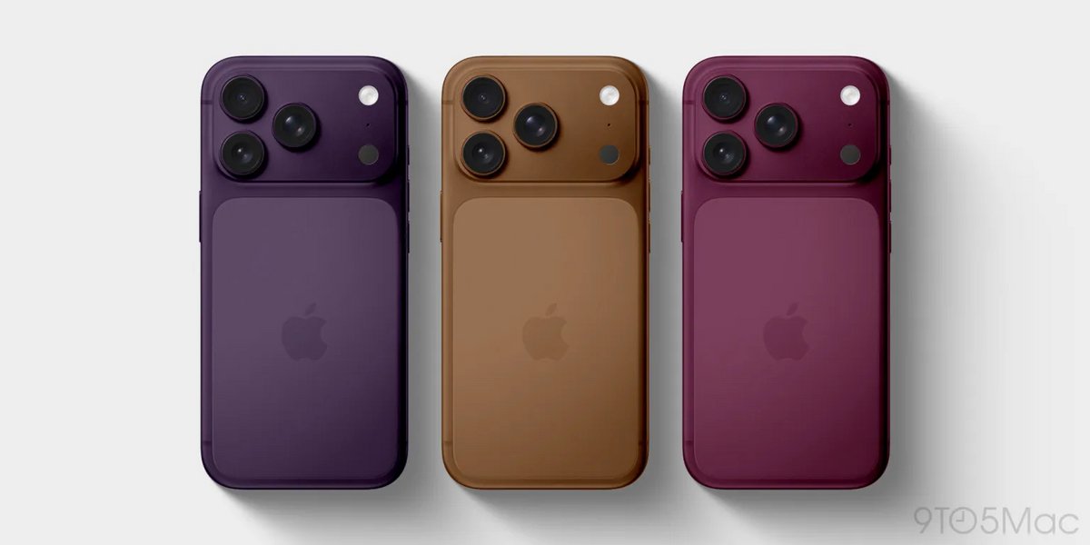 Les couleurs envisagées par Apple pour l'iPhone 18 Pro ©9to5Mac