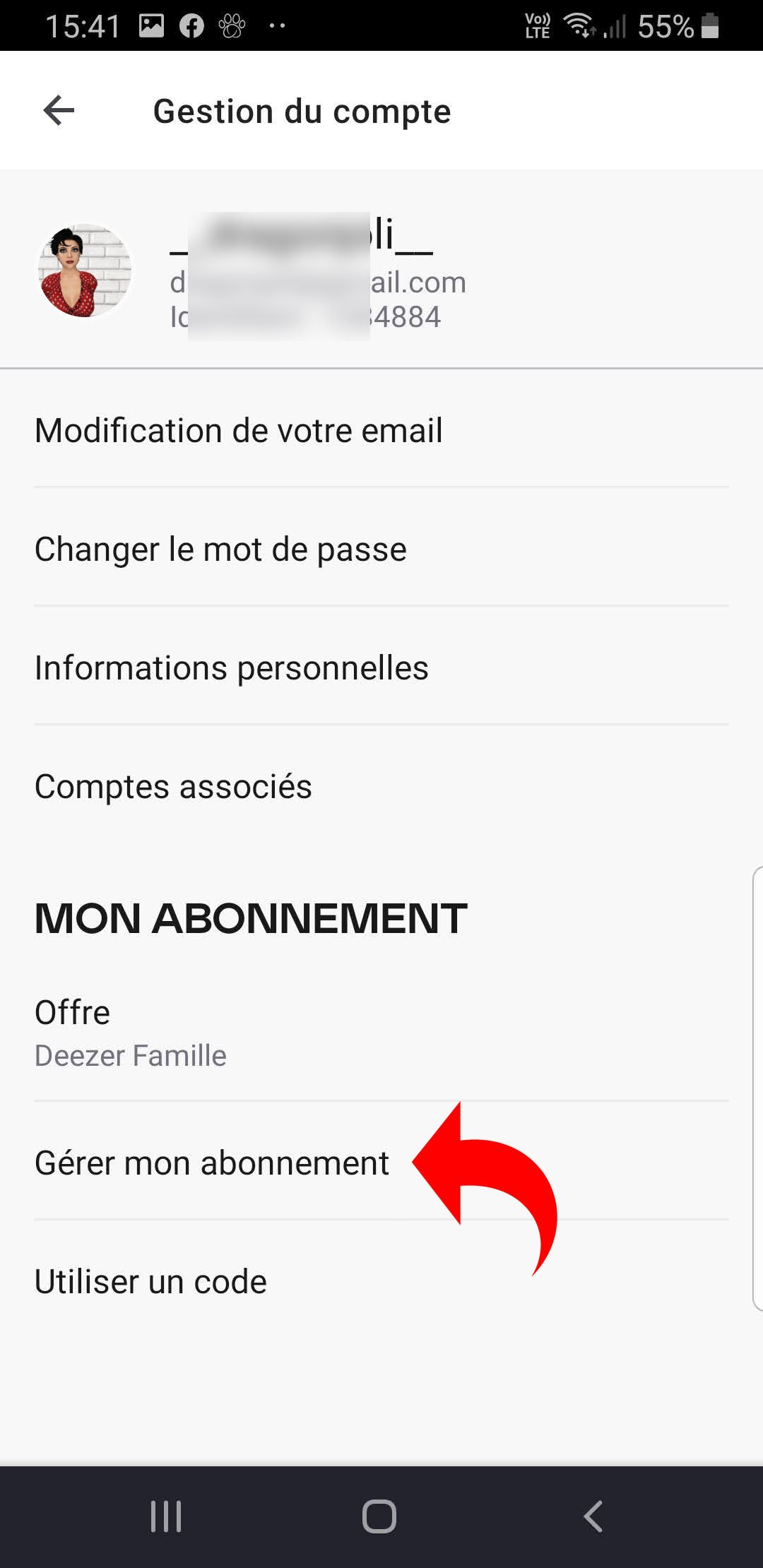 Gestion du compte Deezer