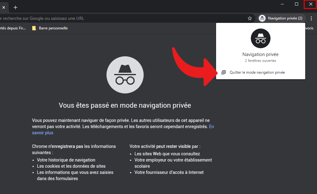 navigation privée Google Chrome