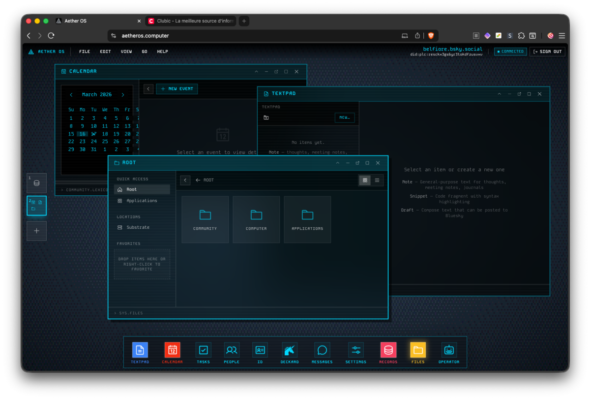 Aether OS transforme votre compte Bluesky en vrai système avec 42 ...