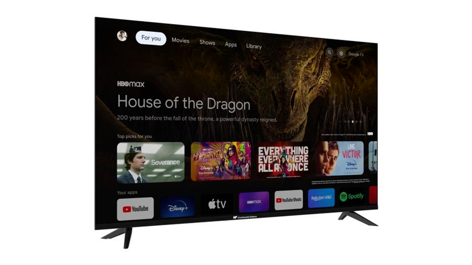 La Continental Edison 4K de 55" utilise l'écosystème Google pour accéder à vos apps