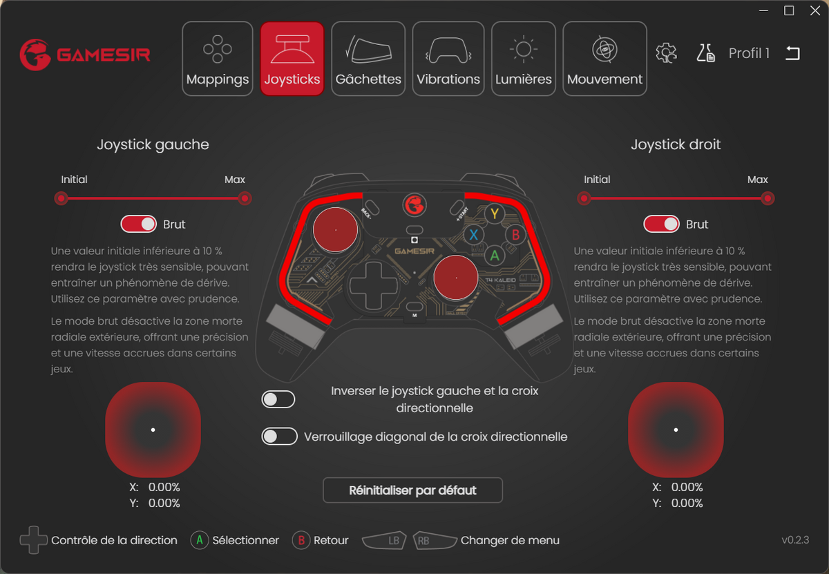 Les options sont nombreuses, mais pas encore assez côté gyroscope © Nerces pour Clubic