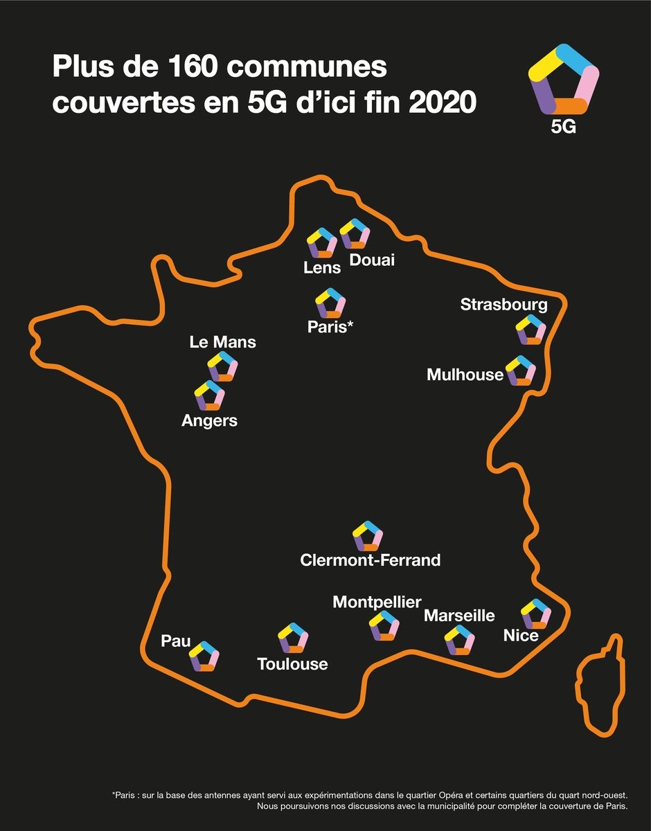 Orange communes couvertes 5G