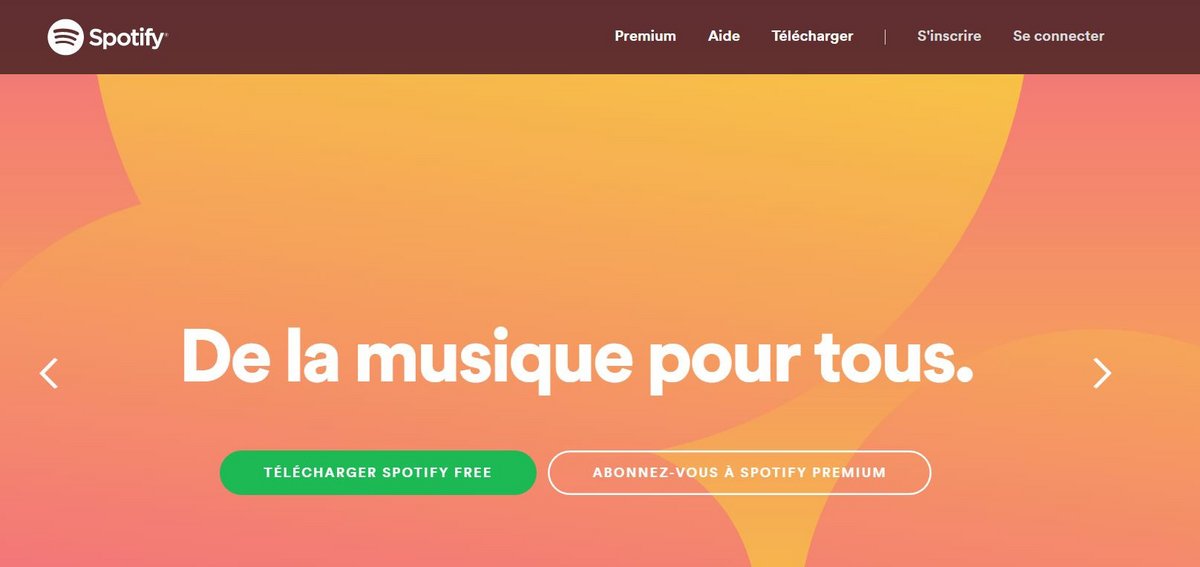 Spotify - La page d'accueil de Spotify