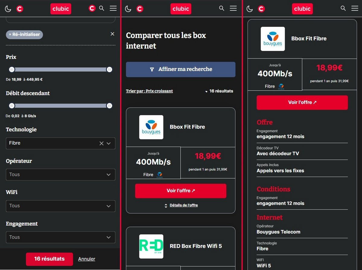 Notre comparateur d'offres box Internet fonctionne sur tous les écrans, aussi bien sur ordinateur que sur mobile. © Clubic