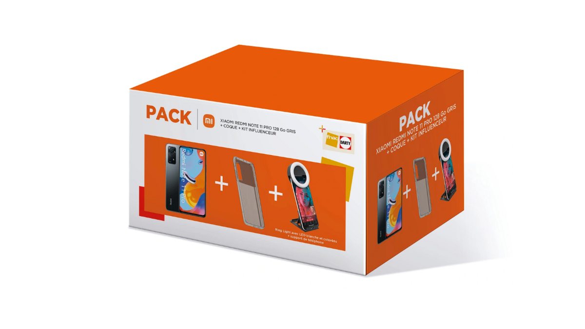 Le pack Darty avec le Redmi Note 11 Pro et le kit influenceur