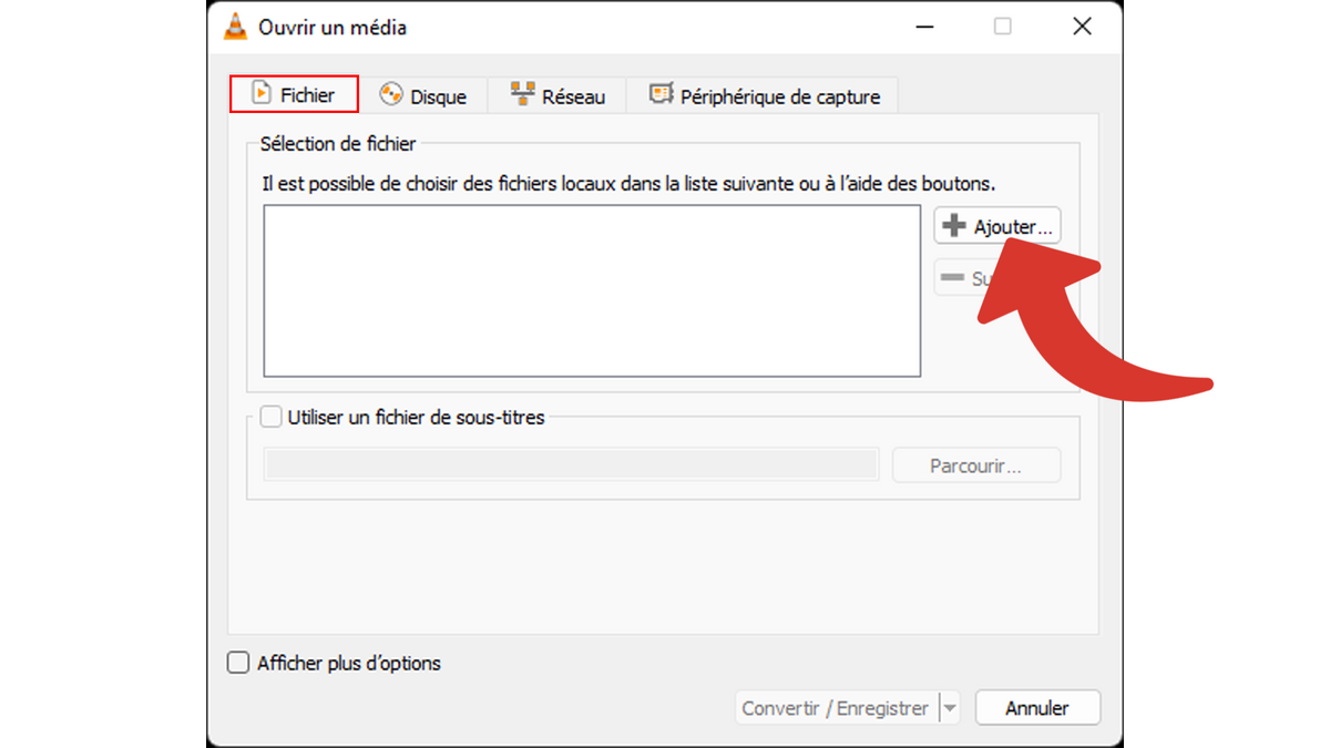 windows vlc ajouter média à convertir