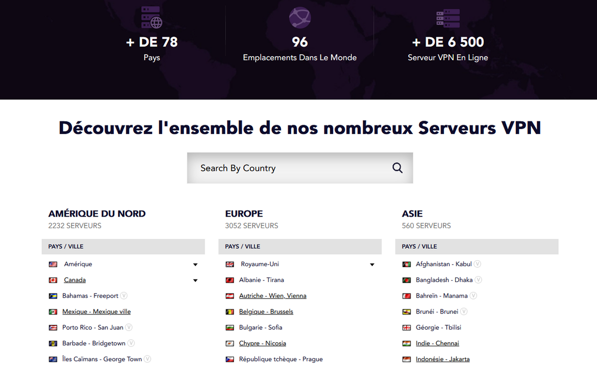 PureVPN - serveurs