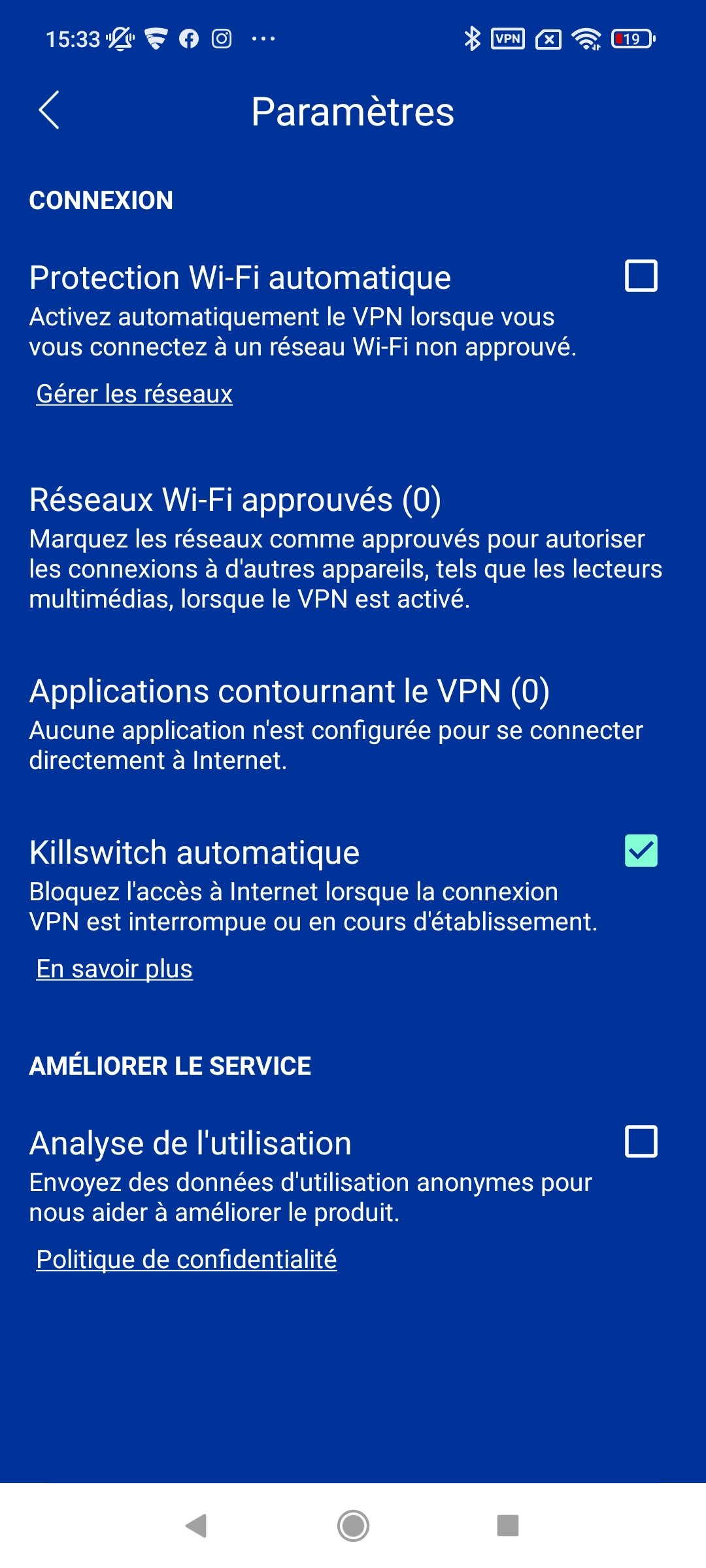 F-Secure - Les paramètres du VPN