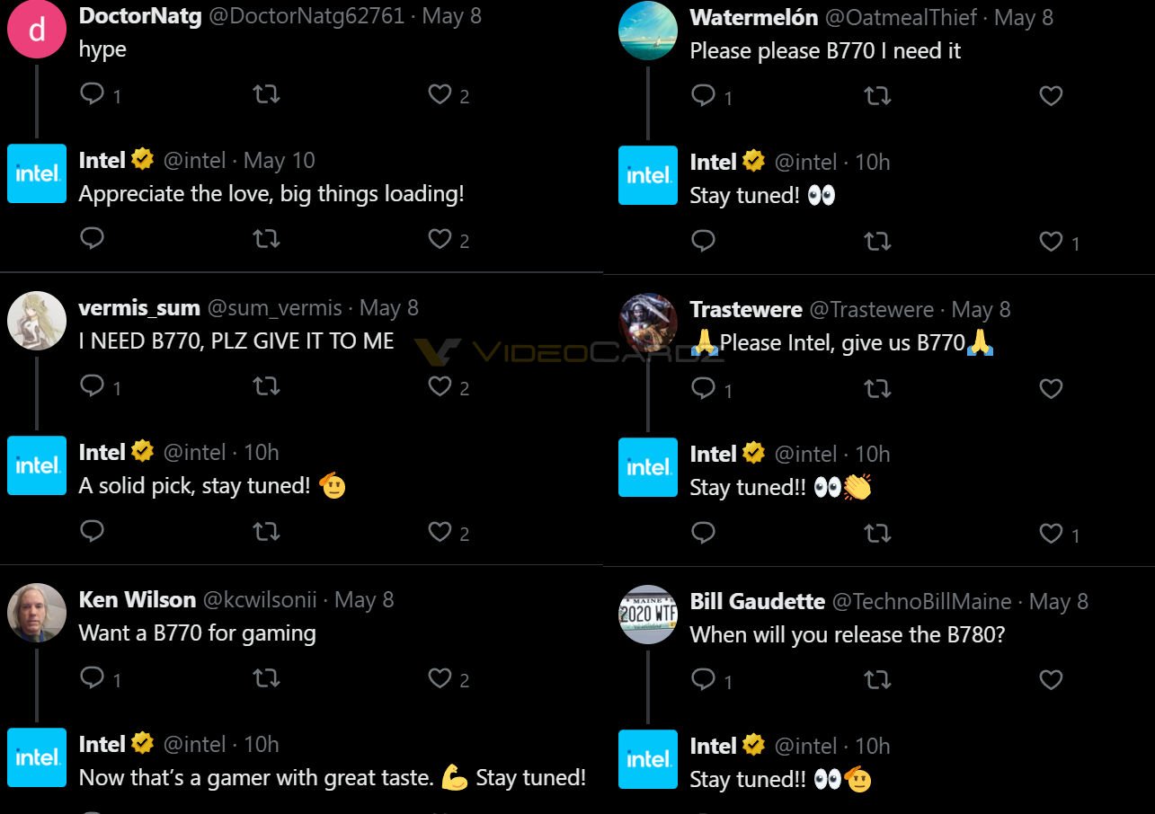 Intel confirme à demi-mots l'arrivée prochaine d'une ARC B770. ©VideoCardz