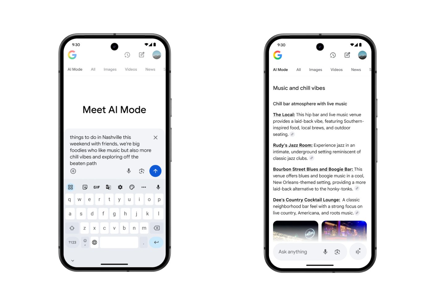 Exemple du mode IA dans Search. ©Google