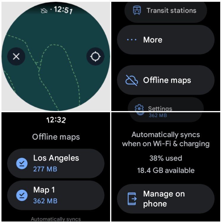 Voici à quoi ressemble le mode hors-ligne de Google Maps sur Wear OS © 9to5Google / Neowin