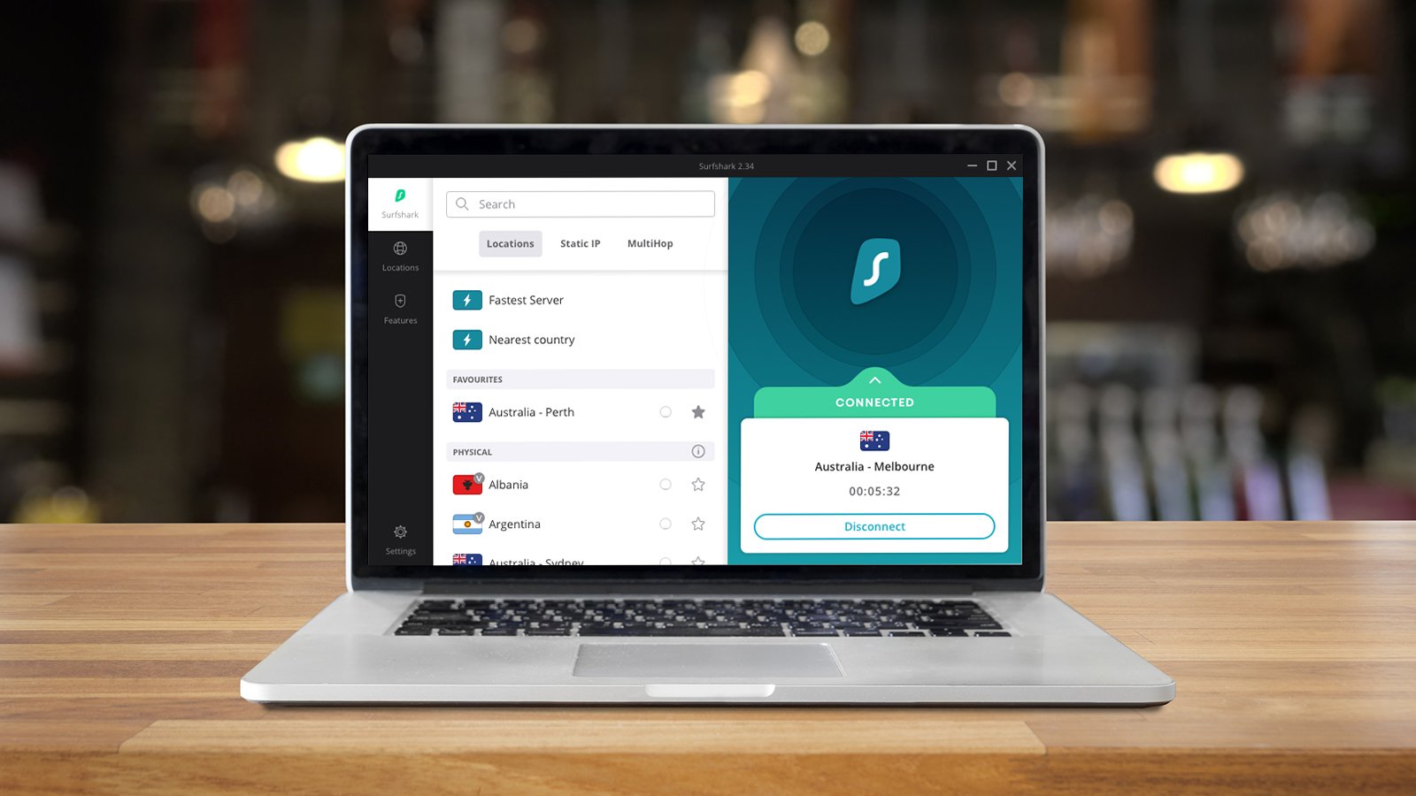 Connectez-vous facilement à l'un des 4500 serveurs de Surfshark VPN.