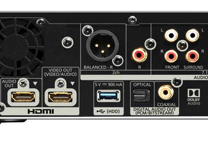 Les prises SPDIF optiques et coaxiale (en bas à droite) reste des classiques pour sortir un flux audio, soit en Bitstream soit en PCM (signal décodé). Mais une fois dans les formats multicanaux lourds, la norme ne peut plus suivre en Bitstream