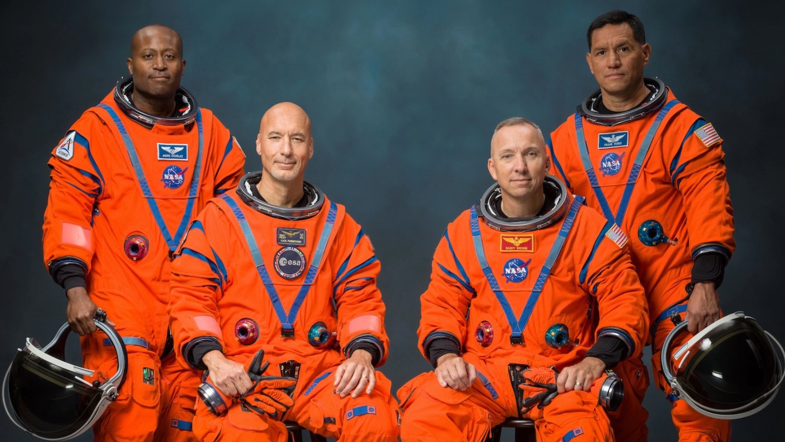 De gauche à droite, Andre Douglas, Luca Parmitano, Randy Bresnik et Frank Rubio. ©NASA