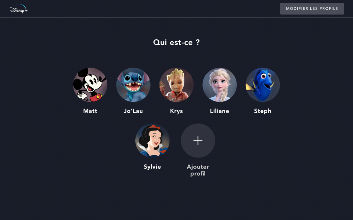 Disney+ - Les profils