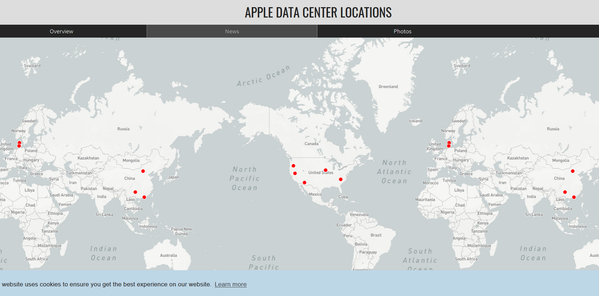 Les datacenters d'Apple à travers le monde 
