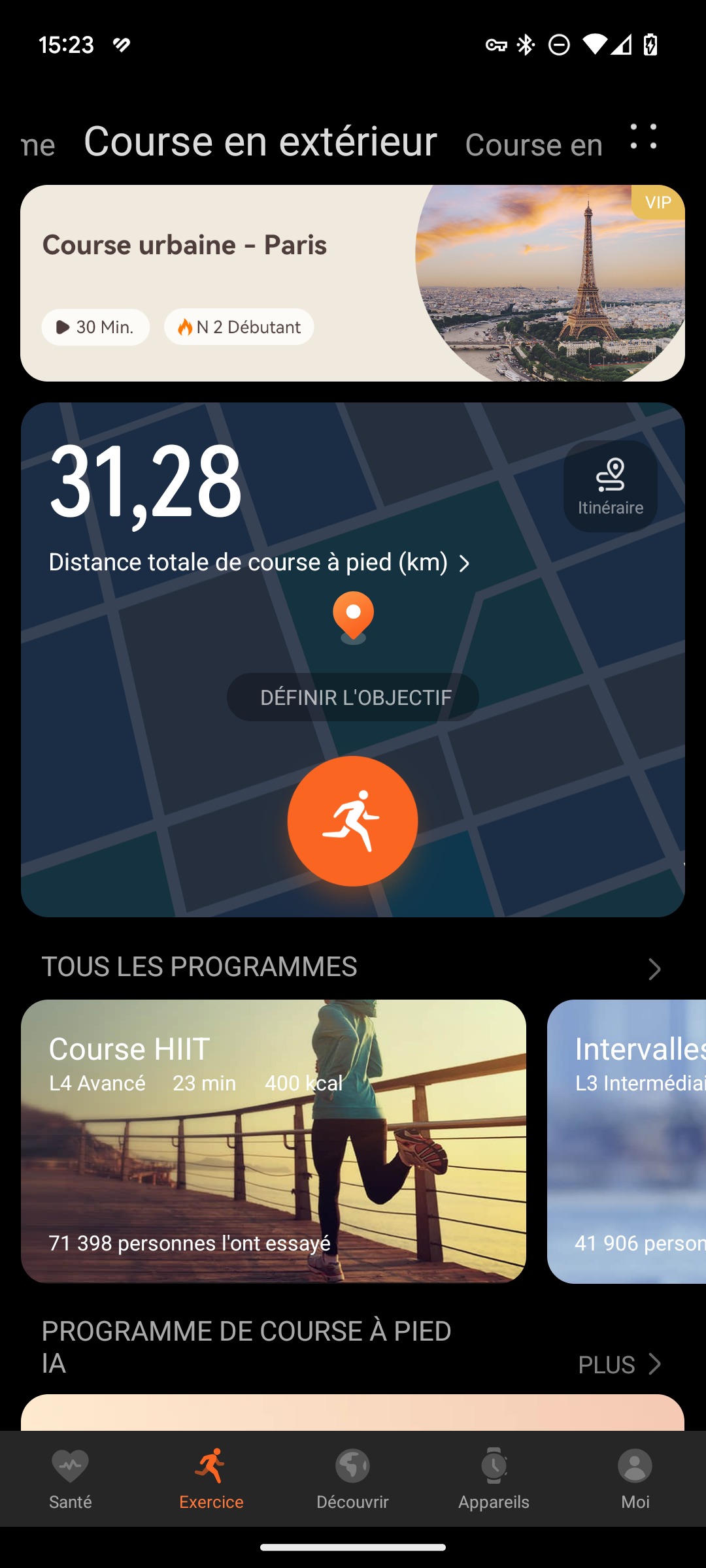 Huawei Santé - Onglet Activités