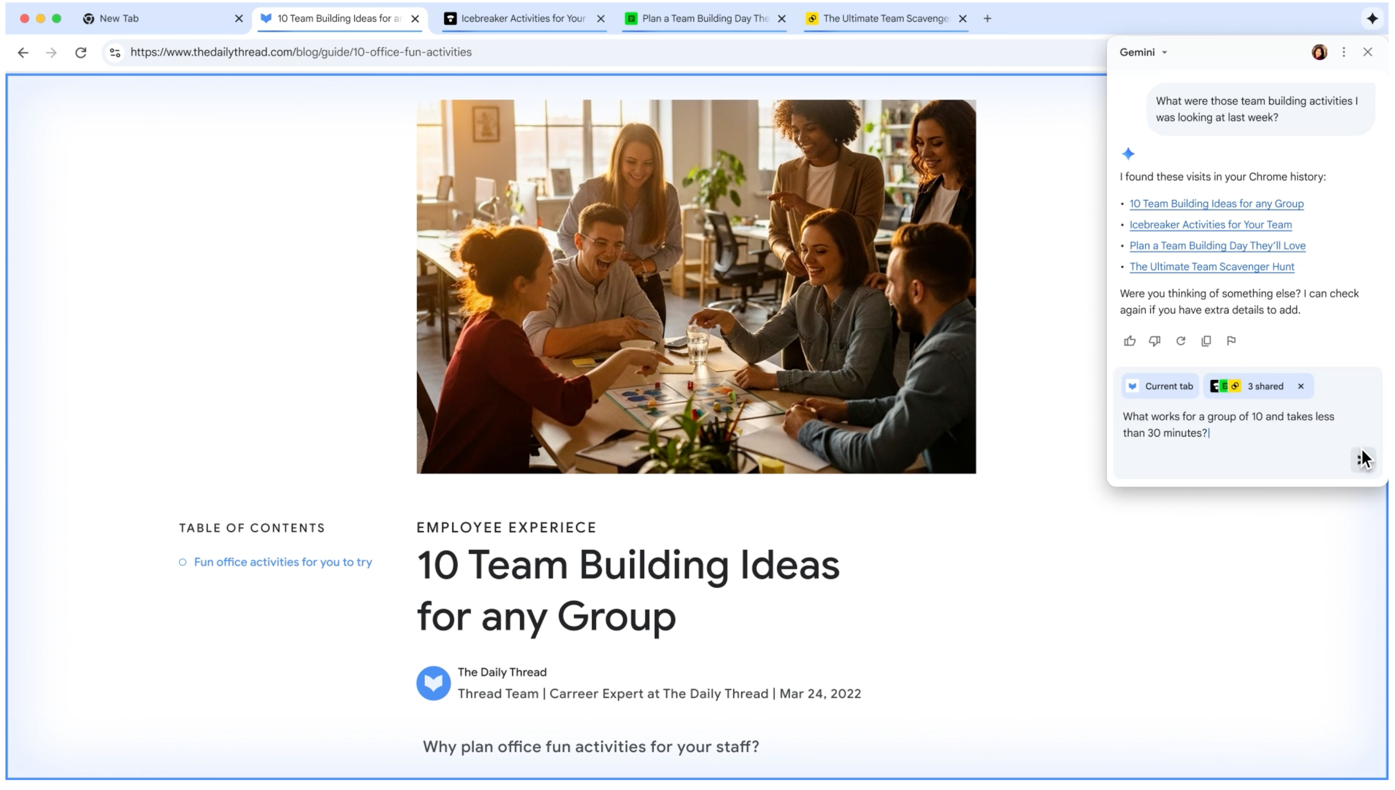 Recherche dans une session passée ©Google
