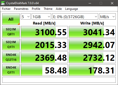 De très bons résultats sous CrystalDiskMark © Nerces pour Clubic