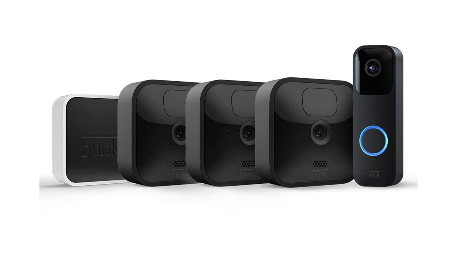 Le pack avec 3 caméras Blink, une sonnette connectée et un module de synchronisation