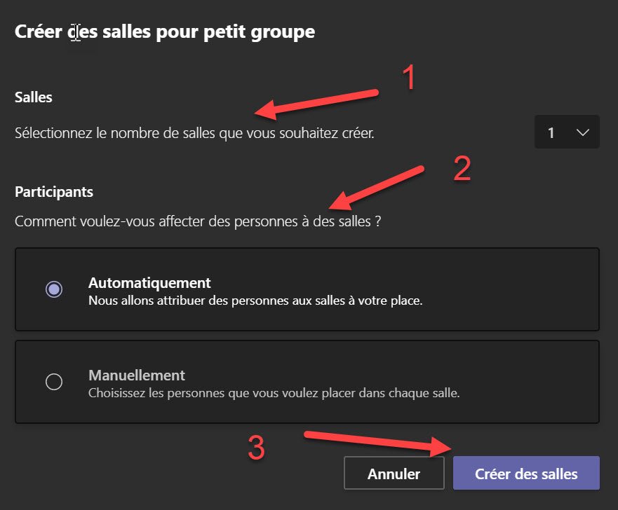 Microsoft Teams minuteur salles de pause