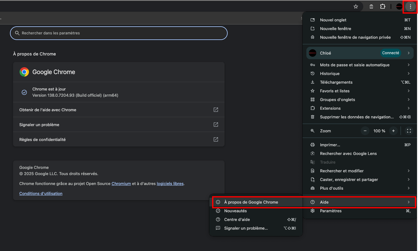 Pensez à mettre rapidement à jour votre navigateur depuis les Paramètres > Aide > A propos de Google Chrome. © Clubic