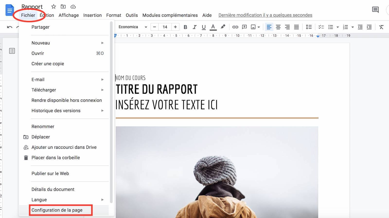 format Paysage Google Docs