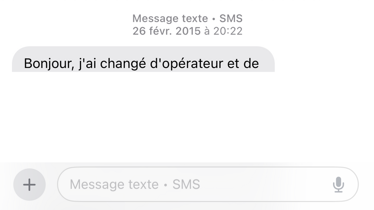 Indication du type de message texte. Ici : SMS © Clubic