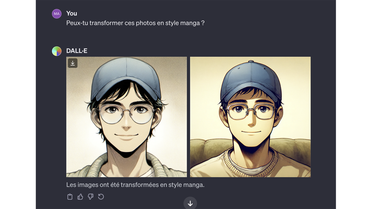 Transformation d’une photo dans DALL·E 3 © Pascale Duc pour Clubic