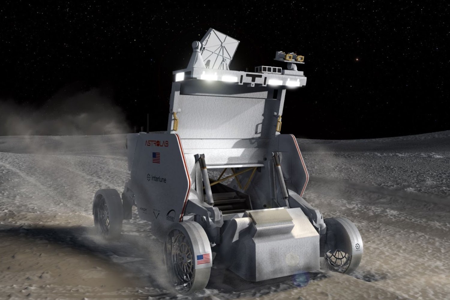 Représentation du rover FLEX, qui intègre la technologie d'excavation d'Interlune. ©Interlune