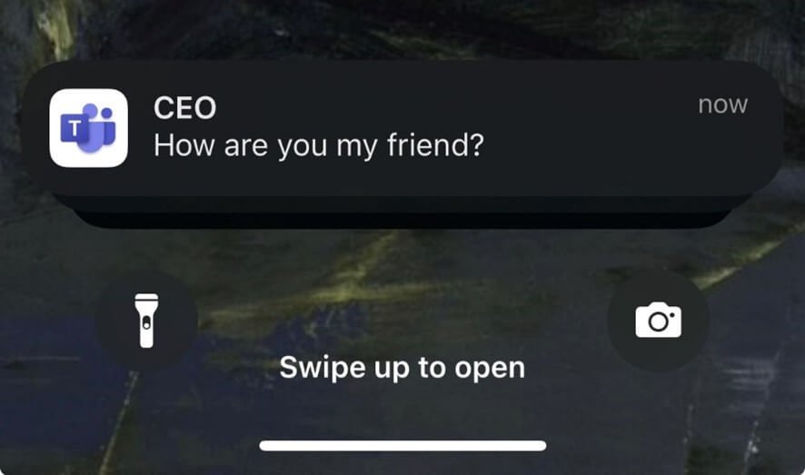 Exemple de falsification des notification pour faire apparaître le nom d'un collègue à la place de l'identité de l'attaquant. © Check Point