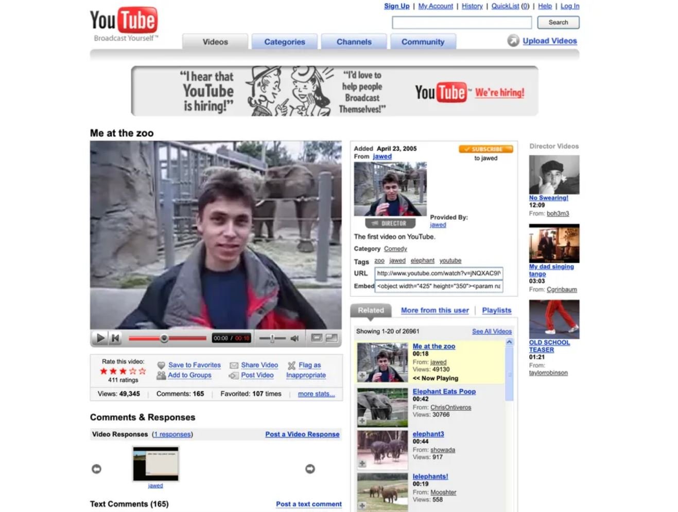 Les origines de YouTube. ©Google