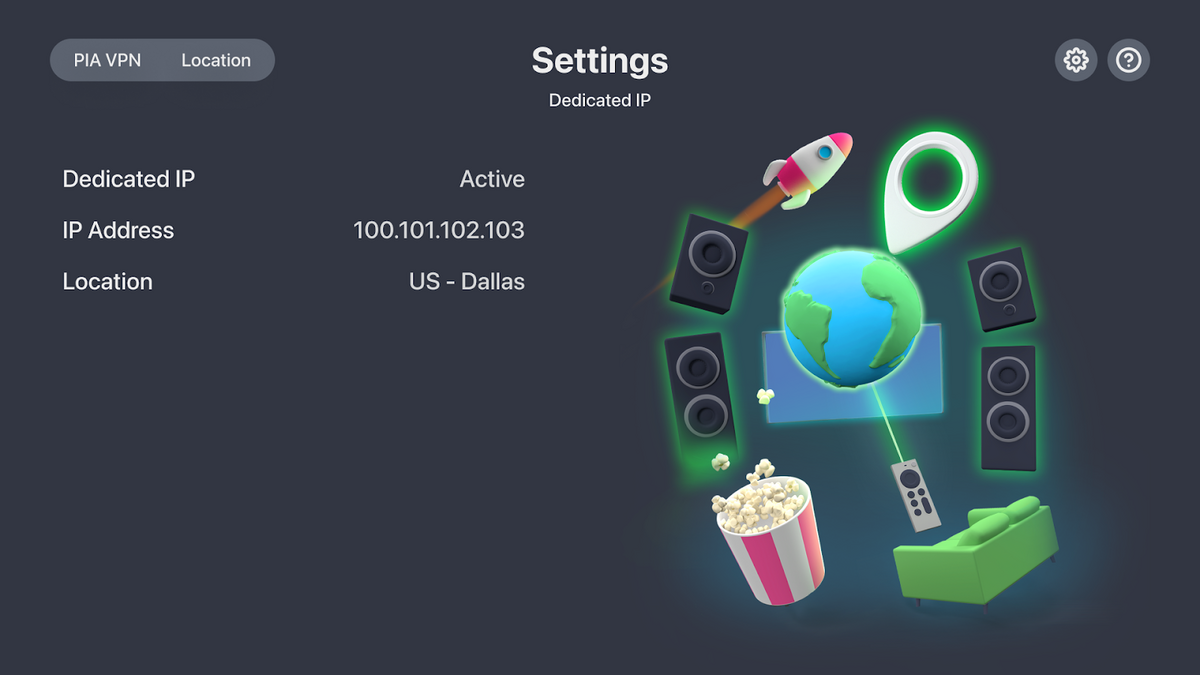 PIA pour tvOS est compatible avec les IP dédiées © Private Internet Access