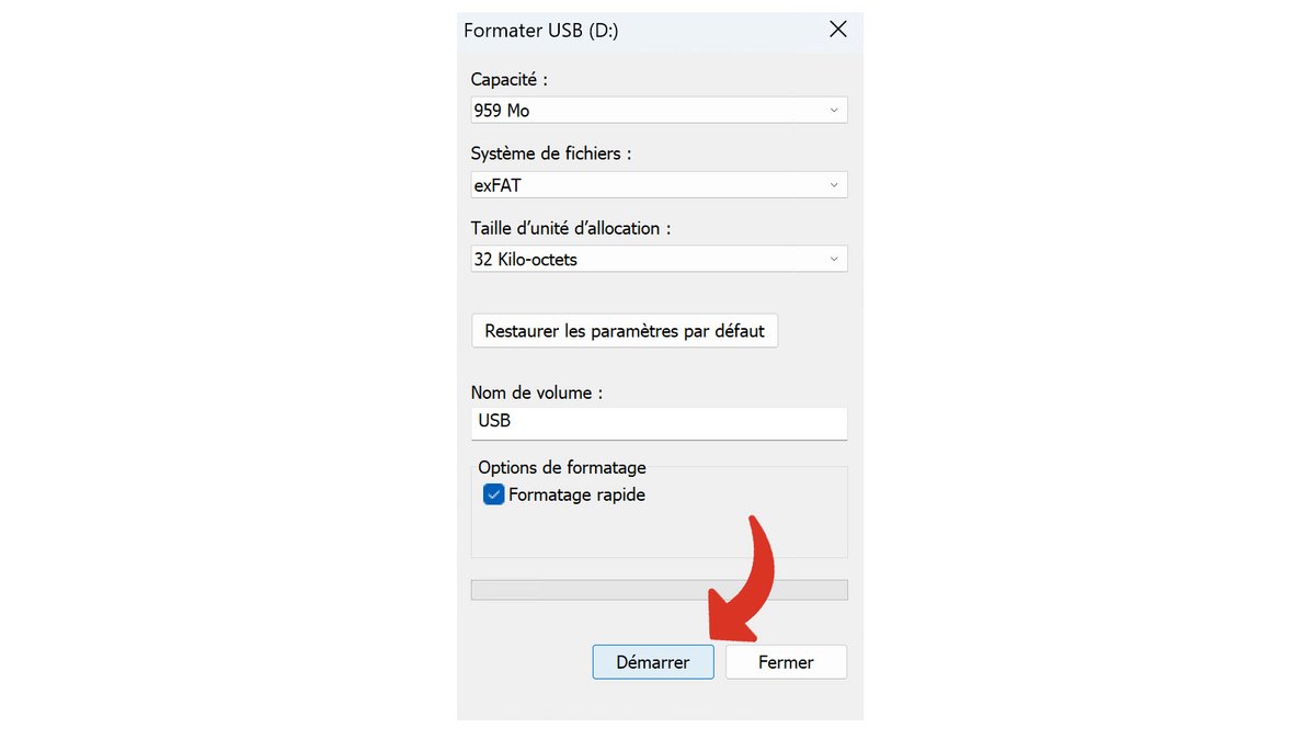 Démarrer le formatage d’une clef USB sous Windows © Pascale Duc pour Clubic