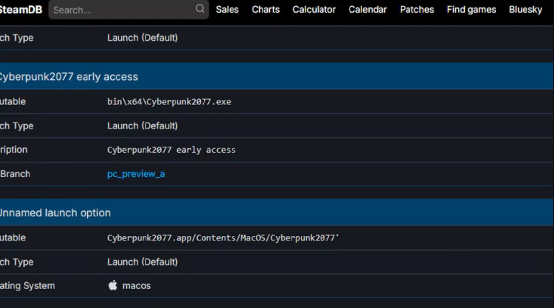 Les choses s'accélèrent autour de la sortie de Cyberpunk 2077 sur macOS© SteamDB