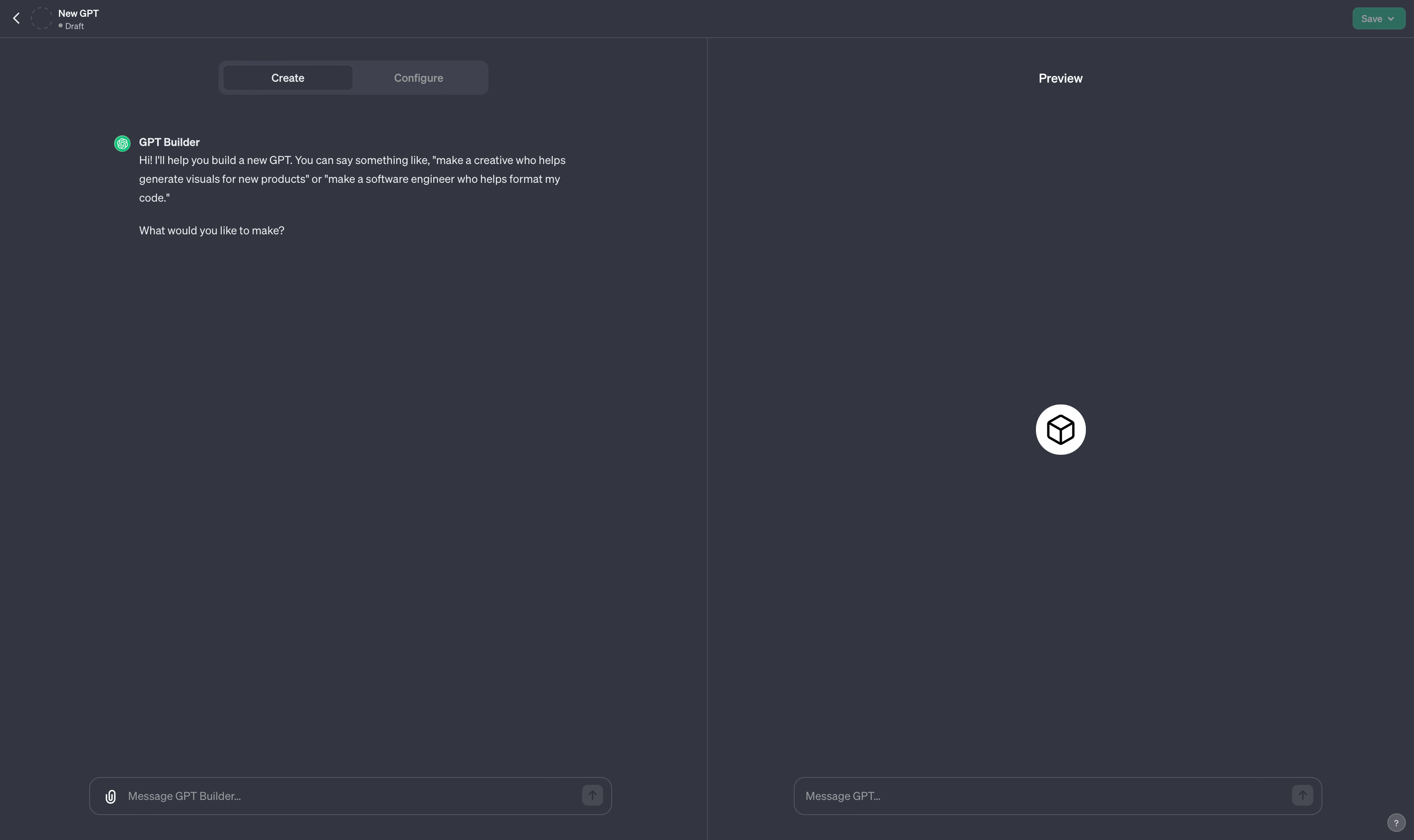 GPT Builder Interface