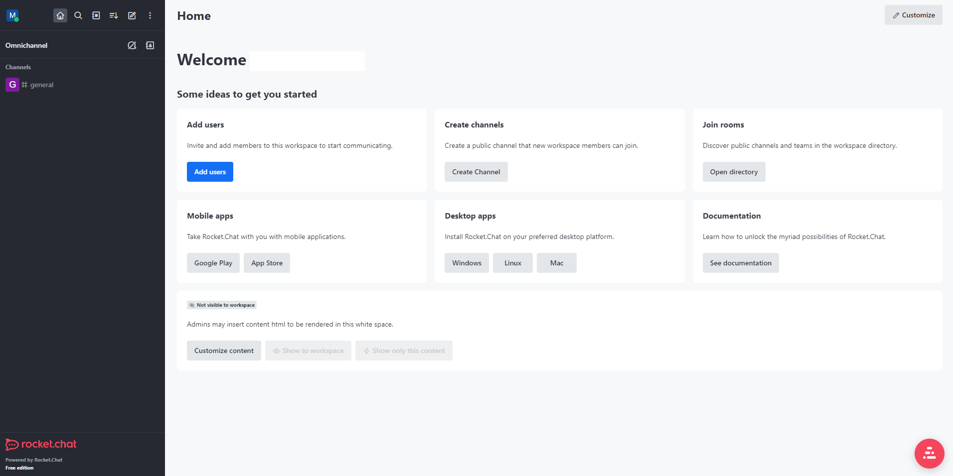 Vue de la plateforme SaaS RocketChat © Rocket.Chat