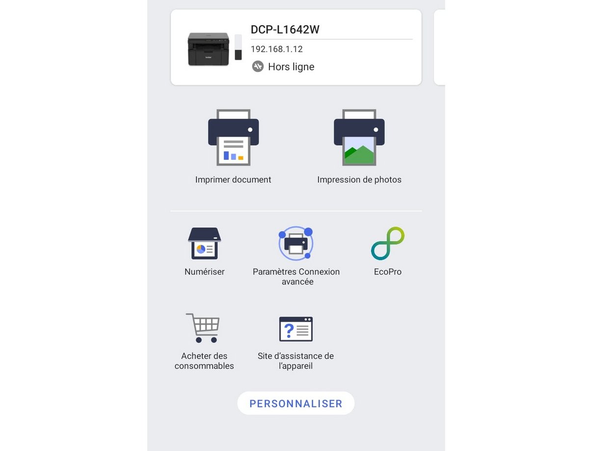 L"app Mobile Connect renseigne sur le niveau d'encre © Vincent Touveneau