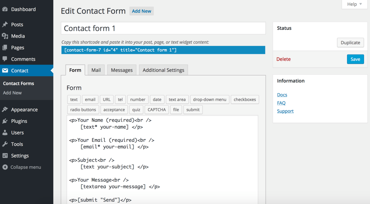 @Contact Form : un plugin simple d'utilisation pour vos formulaires