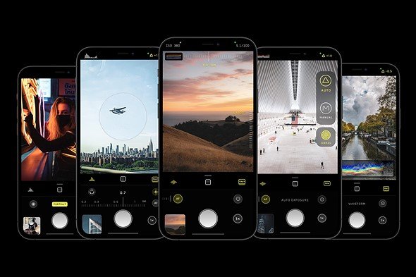 Aperçu de l'interface Halide Mark II, dévoilant ses fonctionnalités de photographie avancée sur iPhone. © Lux Optics