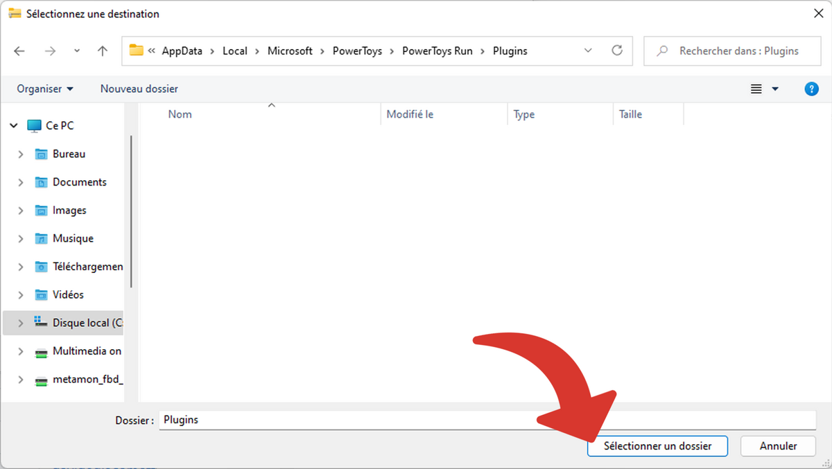 Confirmez l'emplacement de l'extraction du plugin © Clubic