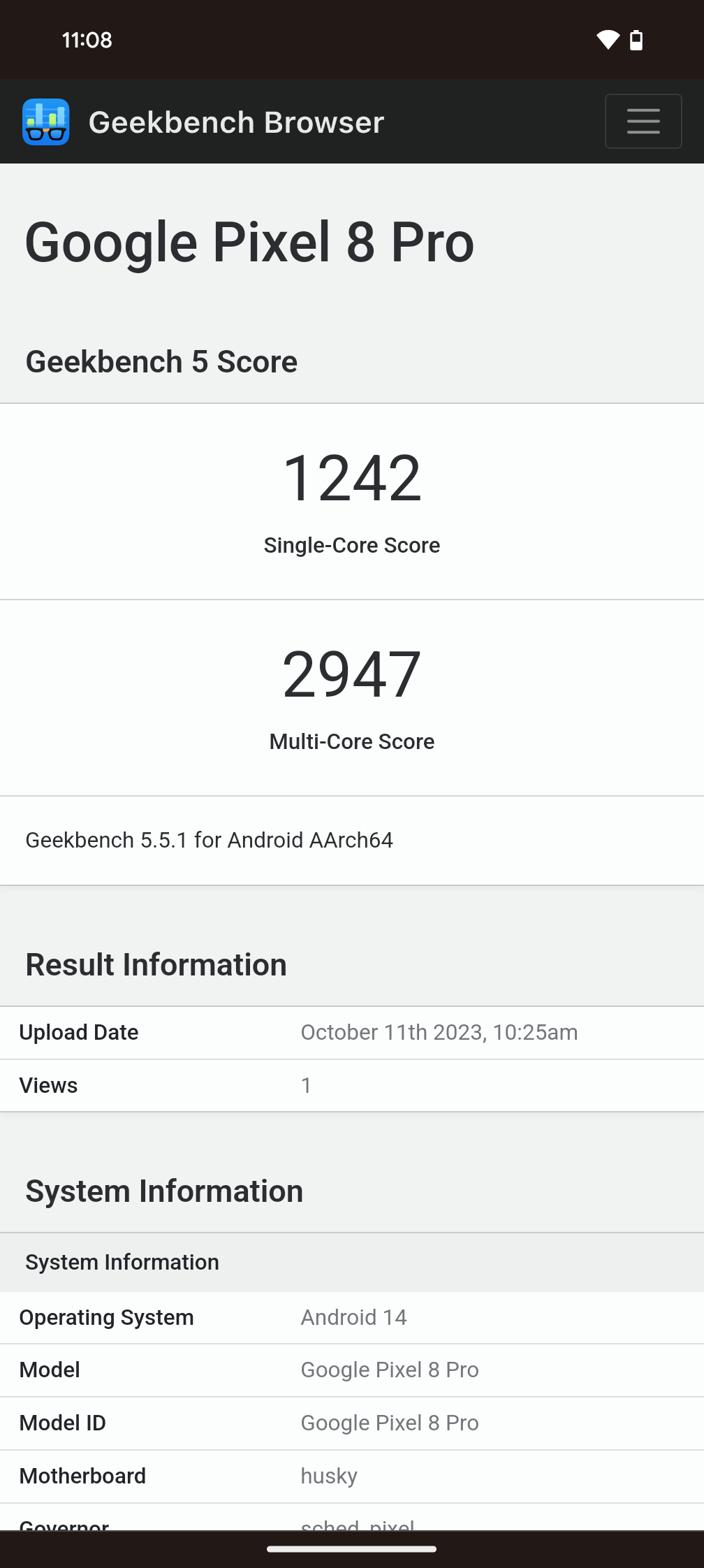 Benchmark Google Pixel 8 Pro