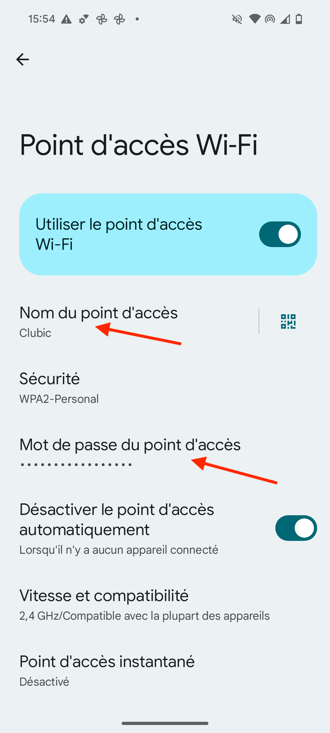 réseau et internet android partage de connexion 5