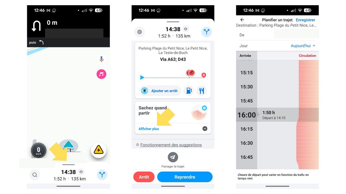Trouvez la meilleure heure de départ. ©Waze
