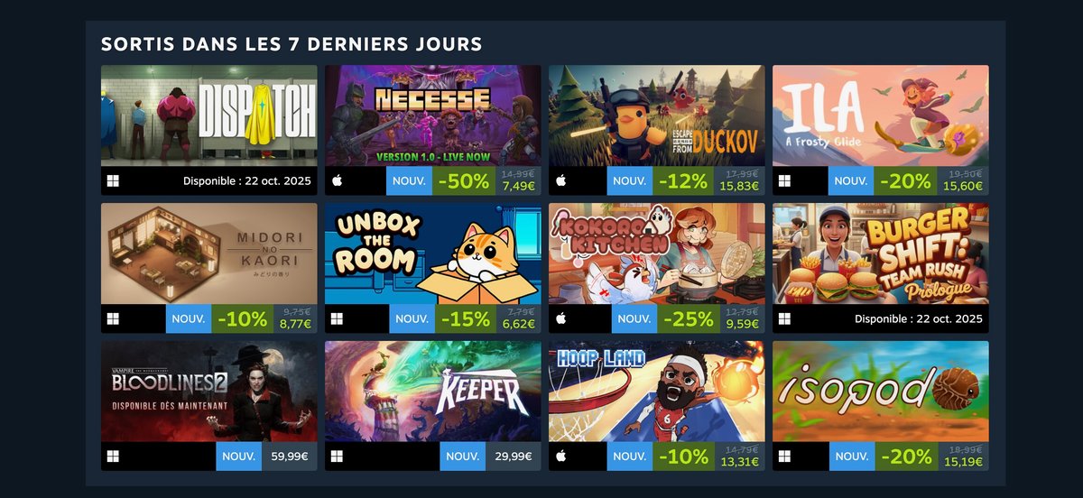 Découvrez les titres récemment parus sur Steam. ©Valve