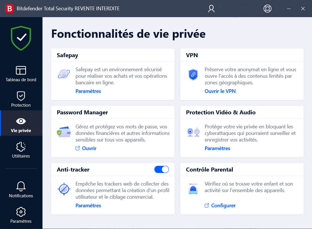 Bitdefender Total Security -  Vie privée