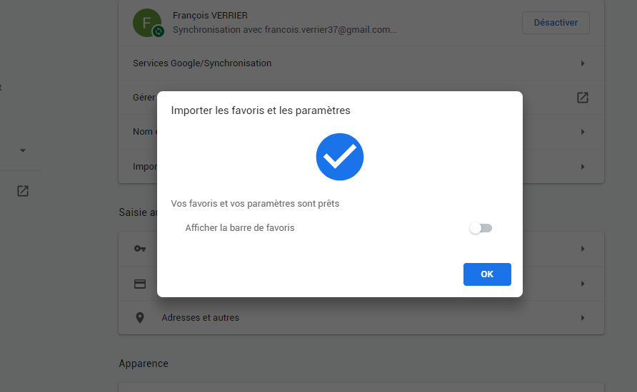 importer favoris chrome